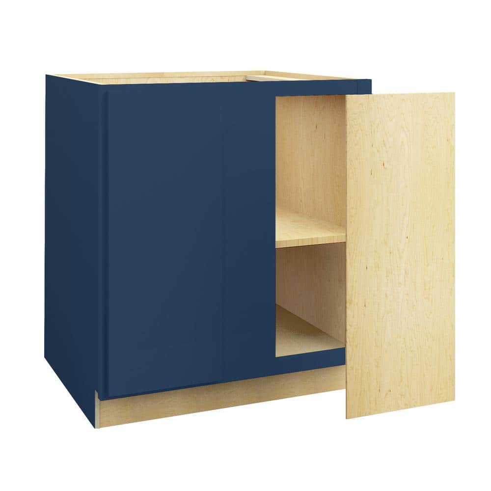 Hargrove 30 in. W x 24 in. D x 34.5 in. H Assembled Plywood Base Blind Corner Kitchen Cabinet in Vessel Blue Soft Close price history on PriceWatchPro
