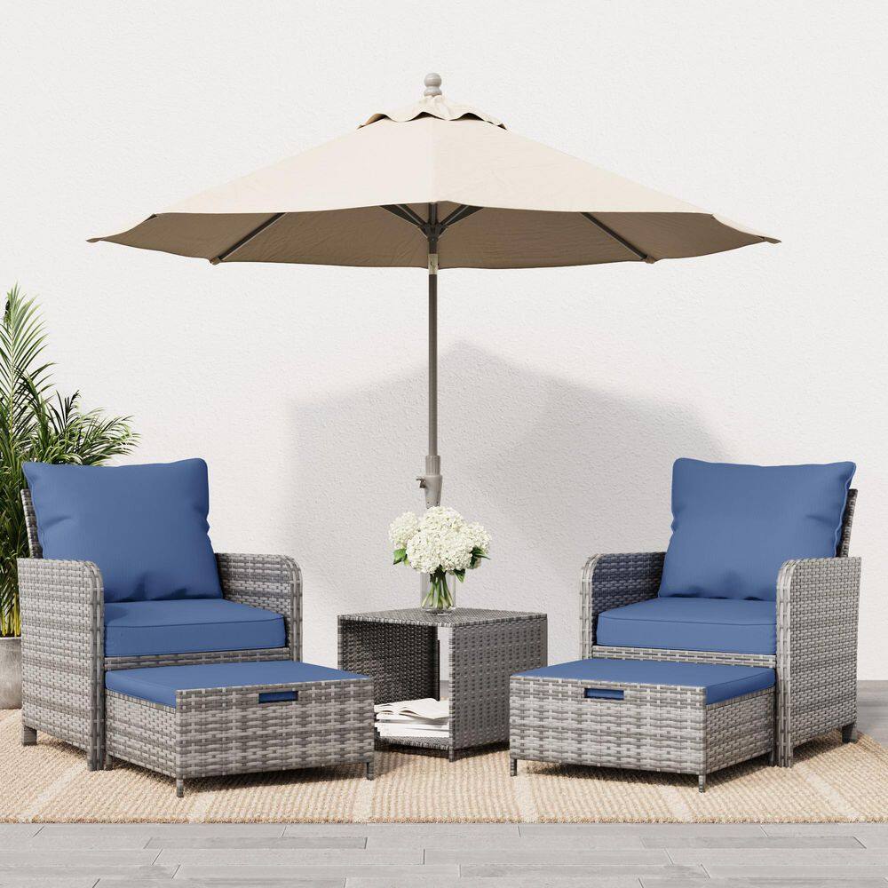 5-Piece Wicker Patio Conversation Set with Navy Cushions price history on PriceWatchPro