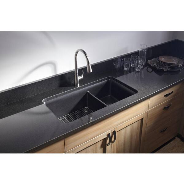 Kohler K-8204 Cairn 33-1/2 Undermount Double-Bowl Kitchen Sink - Matte Graphite