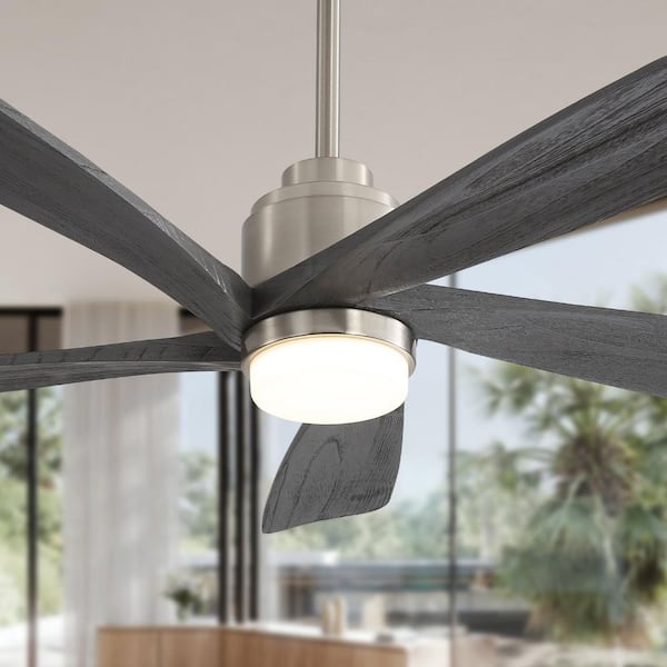 52 in. Smart Indoor Nickel Low Profile Standard Ceiling Fan with Remote Included & Dimmable Warm White Integrated LED
