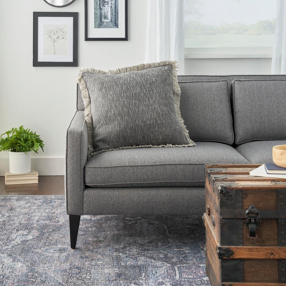 Nicole Curtis Stonewash Charcoal 22"x22" Vintage Throw Pillow