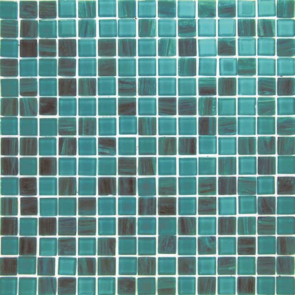 Apollo Tile Mingles 4" x 6" Glossy Teal Green Glass Mosaic Uniform square Wall and Floor Sample Tile (0.13 sq. ft./Piece) (1-Pack)