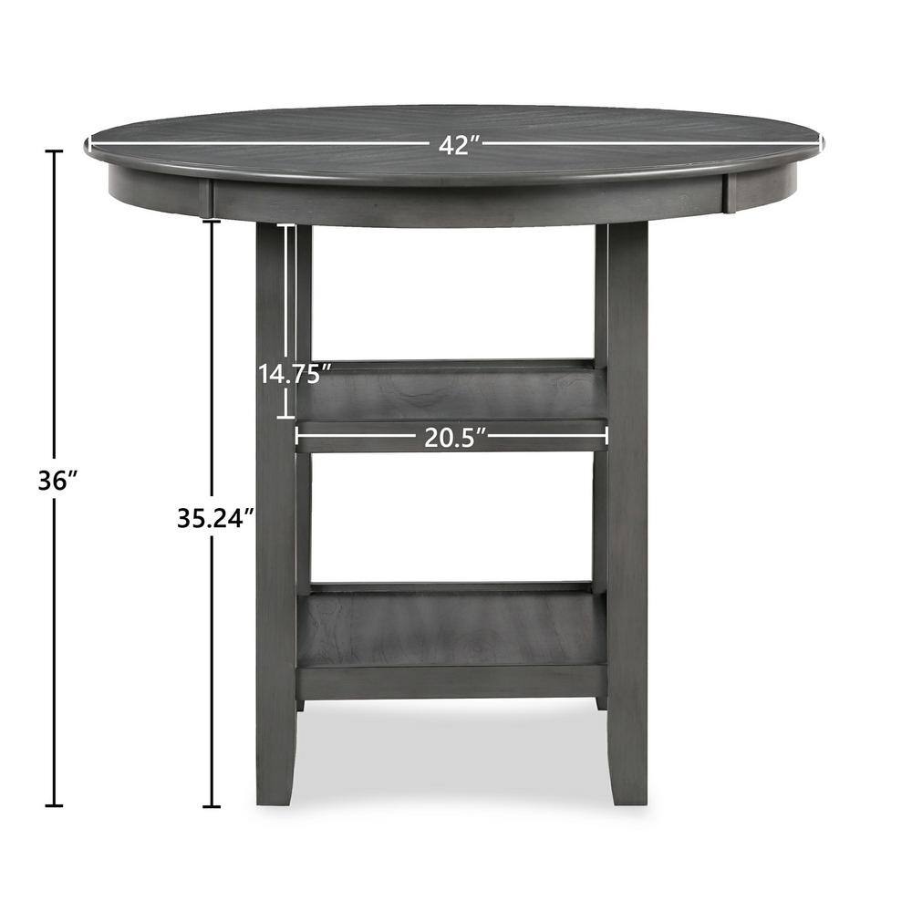 Cori Gray Round Wood Counter Dining Set with 4 Chairs