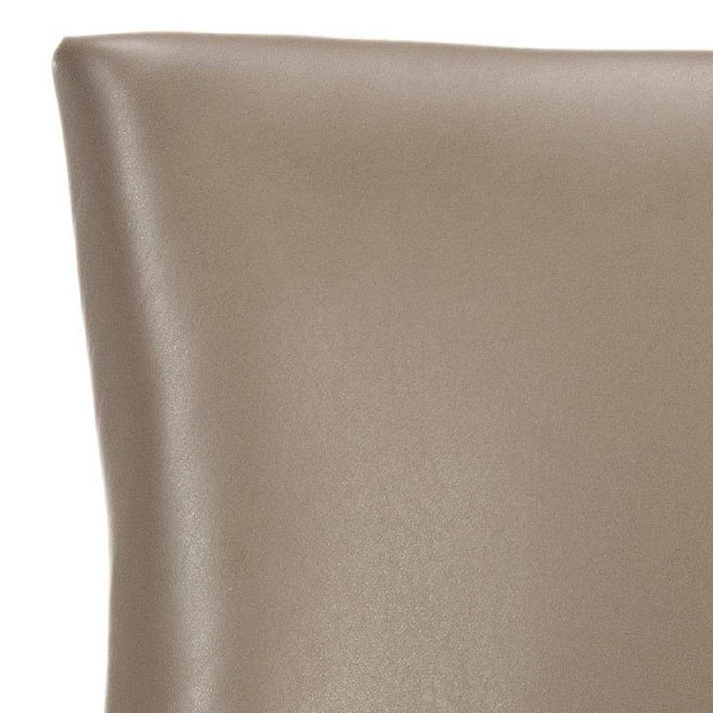Transitional High-Back Clay Leather Upholstered Side Chair