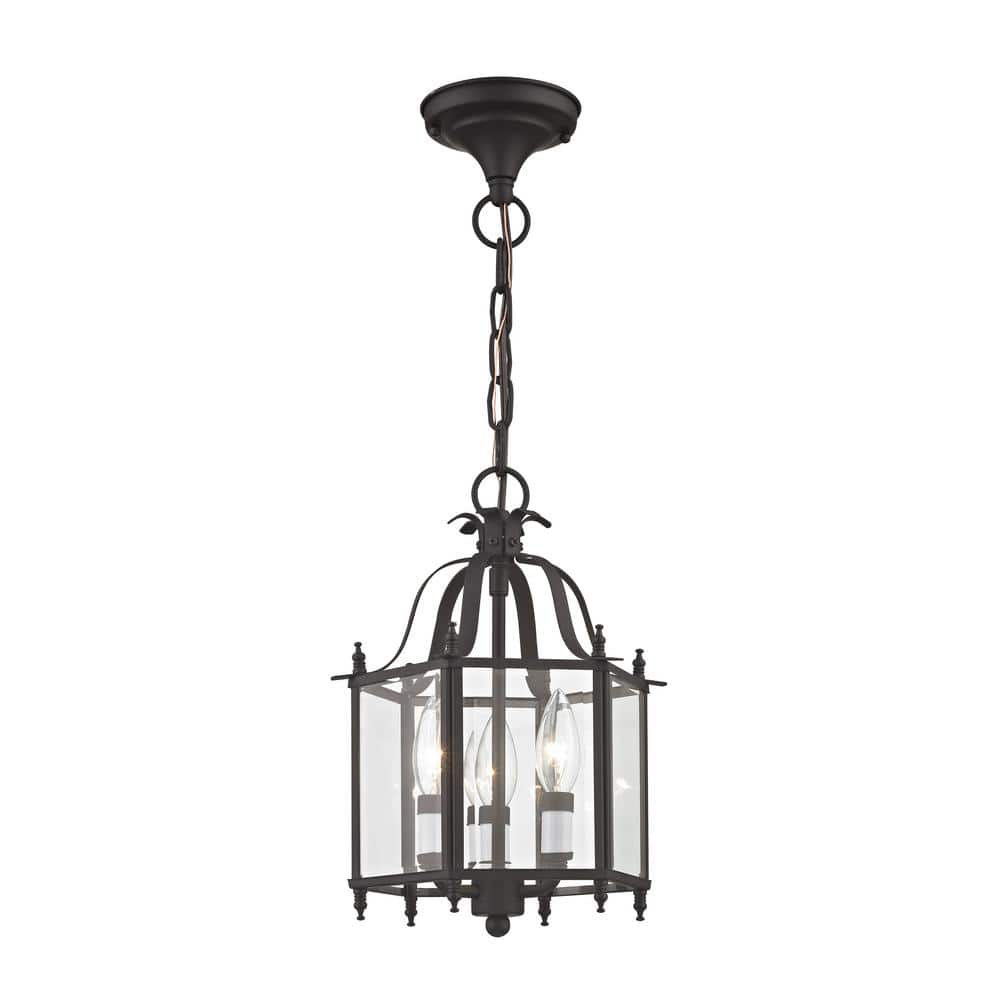 Livingston Bronze Mini Pendant/Ceiling Mount with Clear Beveled Glass