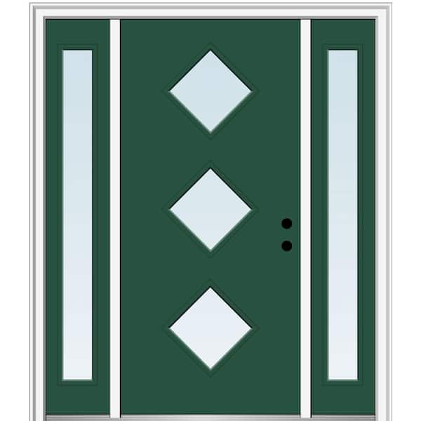 MMI Door 64.5 in. x 81.75 in. Aveline Left-Hand Inswing 3-Lite Clear Low-E Painted Fiberglass Prehung Front Door with Sidelites