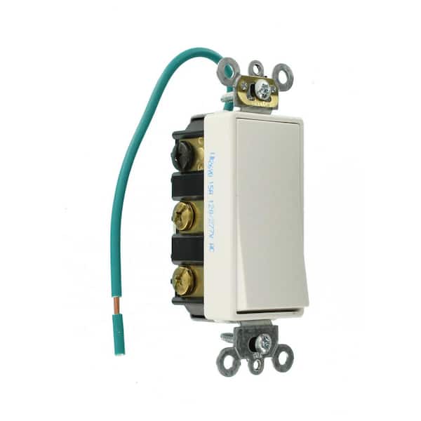 15 Amp Decora Plus Commercial Grade Double Pole Double-Throw Center-Off Maintained Contact Rocker Switch, White