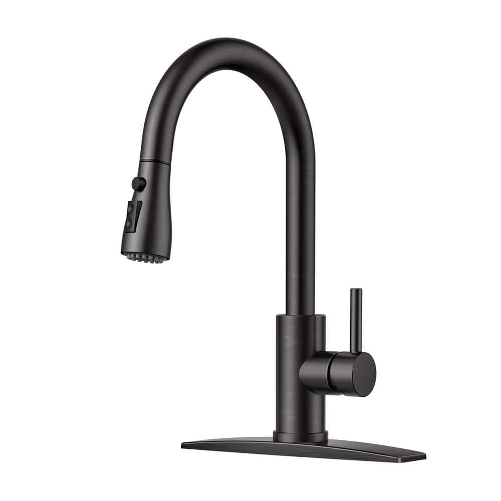 Oil Rubbed Bronze Pull Down Kitchen Faucet with Spray