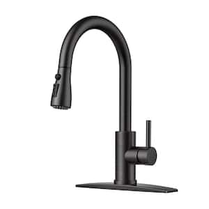 Single Handle Kitchen Faucet with Pull Down Sprayer High-Arc Kitchen Sink Faucet with Deck Plate in Oil Rubbed Bronze