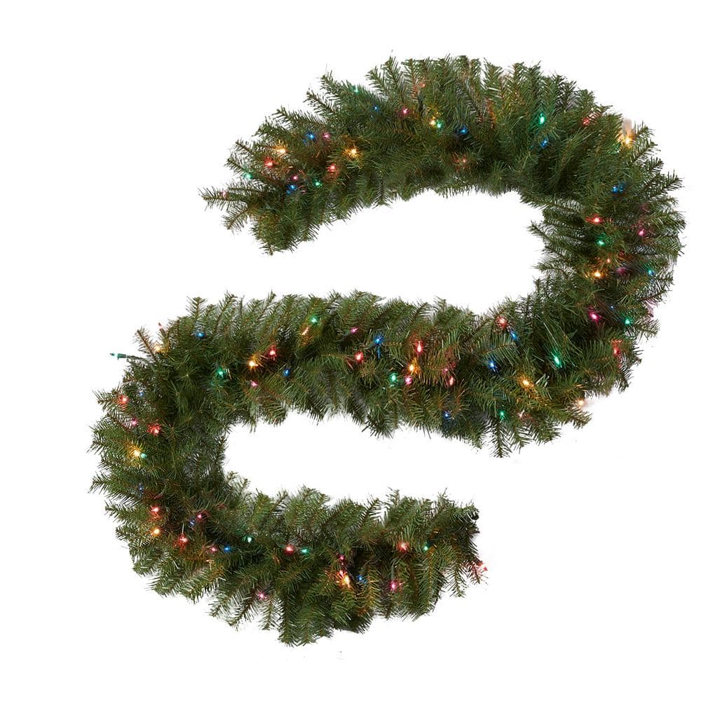 National Tree Company 9' x 12" Norwood Fir Garland with 100 Multi Lights-ul