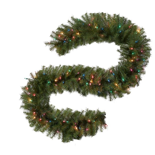 Home Accents Holiday 9 ft. Norwood Fir Artificial Garland with 100 Multi-Color Lights