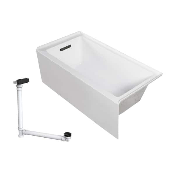 Transolid Unity 60 in. x 30 in. Soaking Bathtub with Left Drain in White/Matte Black