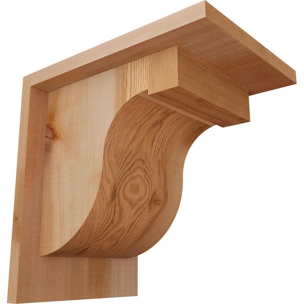 Ekena Millwork 7-1/2 in. x 10 in. x 10 in. Western Red Cedar Del Monte Smooth Corbel with Backplate