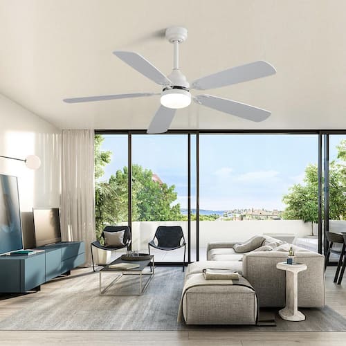 52 in. Indoor White Ceiling Fan With Dimmable 6-Speed Wind 5-Blades Remote Control Reversible DC Motor Lighting
