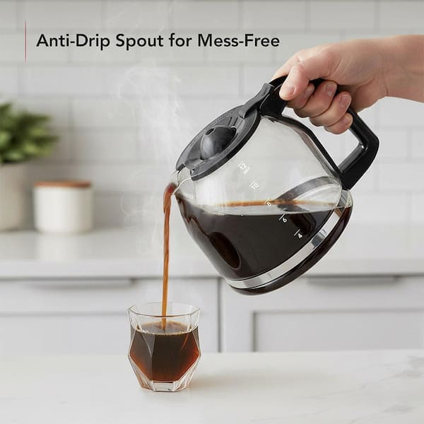 OVENTE 12-Cup Drip Coffee Maker, with Reusable Filter and Borosilicate Glass  Carafe, Black CM412B CM412B - The Home Depot