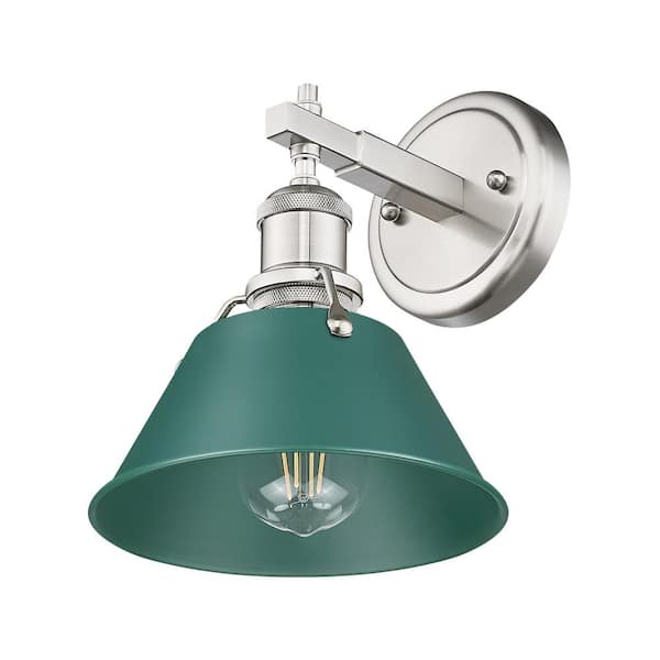 Golden Lighting Orwell 8.5 in. 1-Light Silver Vanity Light with Pine Green