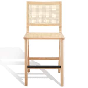 Hattie French Cane 20.4 in. Natural Wood/Rattan Counter Stool