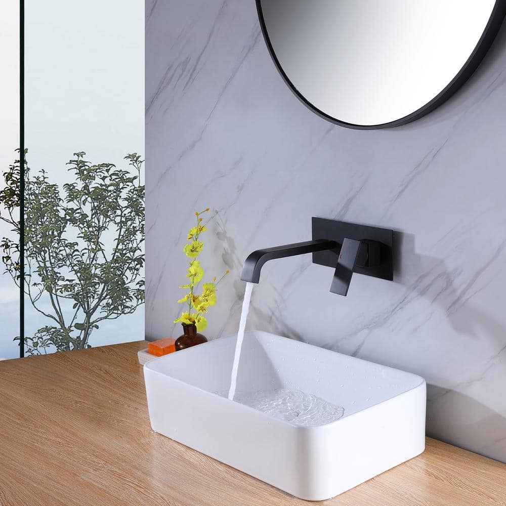 Matte Black Wall-Mount Single Handle Bathroom Faucet