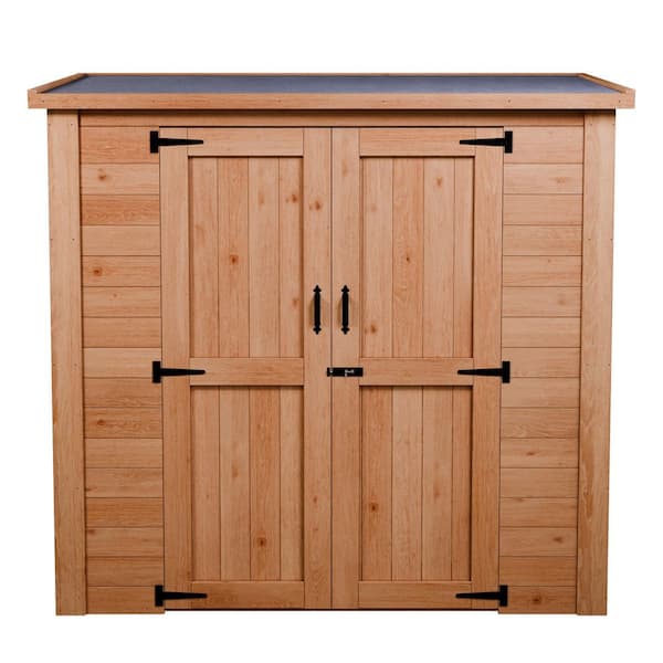CedarCraft Heavy Duty 6 ft. x 3 ft. Solid Wood Lean-To Storage Shed with Double Doors and Modern Roof (18 sq. ft. )