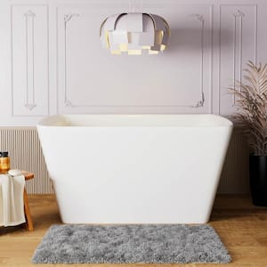 MUSE 47 in. Acrylic Flatbottom Rectangle Freestanding Non-Whirlpool Soaking Bathtub Include Interior Seat Outer White