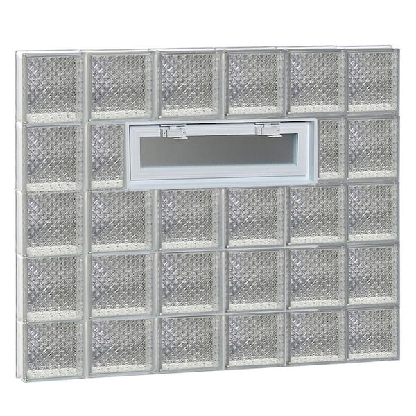 Clearly Secure 42.5 in. x 36.75 in. x 3.125 in. Frameless Diamond Pattern Vented Glass Block Window
