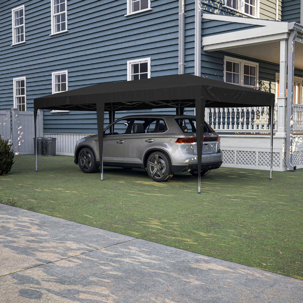 Black 10' x 20' Heavy Duty Pop-Up Canopy Tent with Sidewalls