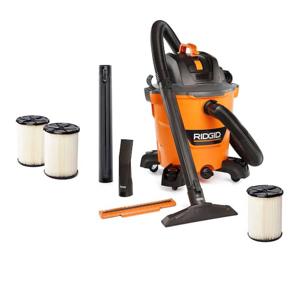 12 Gal. 5.0 Peak HP NXT Shop Vacuum HD1200 Wet Dry Vac with 2 Additional General Debris Filters, Hose and Accessories