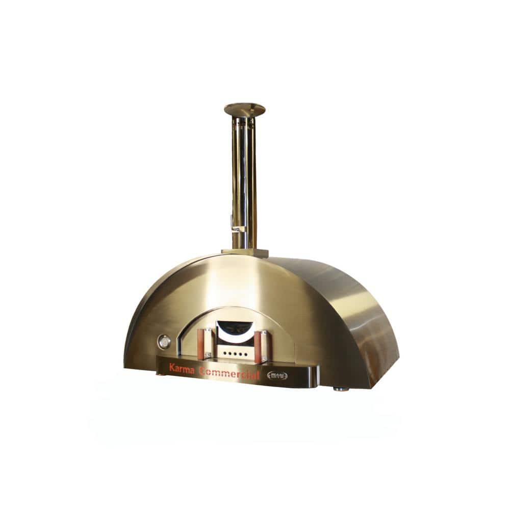 WPPO Karma 55 Commercial Wood-Fired Outdoor Pizza Oven in Stainless Steel, Silver
