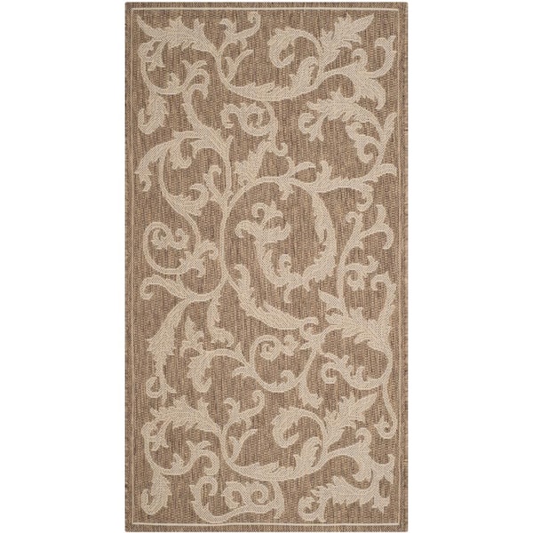 SAFAVIEH Courtyard Brown/Natural Doormat 2 ft. x 4 ft. Border Indoor/Outdoor Patio Area Rug