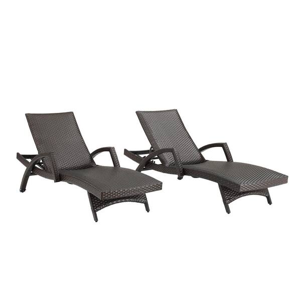 Unbranded Patio Aluminum Wicker Outdoor Padded Chaise Lounge