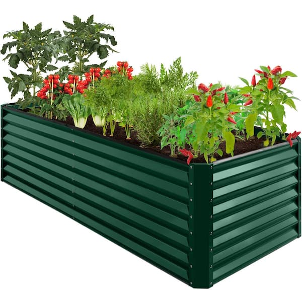 Best Choice Products 8 ft. x 4 ft. x 2 ft. Dark Green Outdoor Steel Raised Garden Bed, Planter Box for Vegetables, Flowers, Herbs