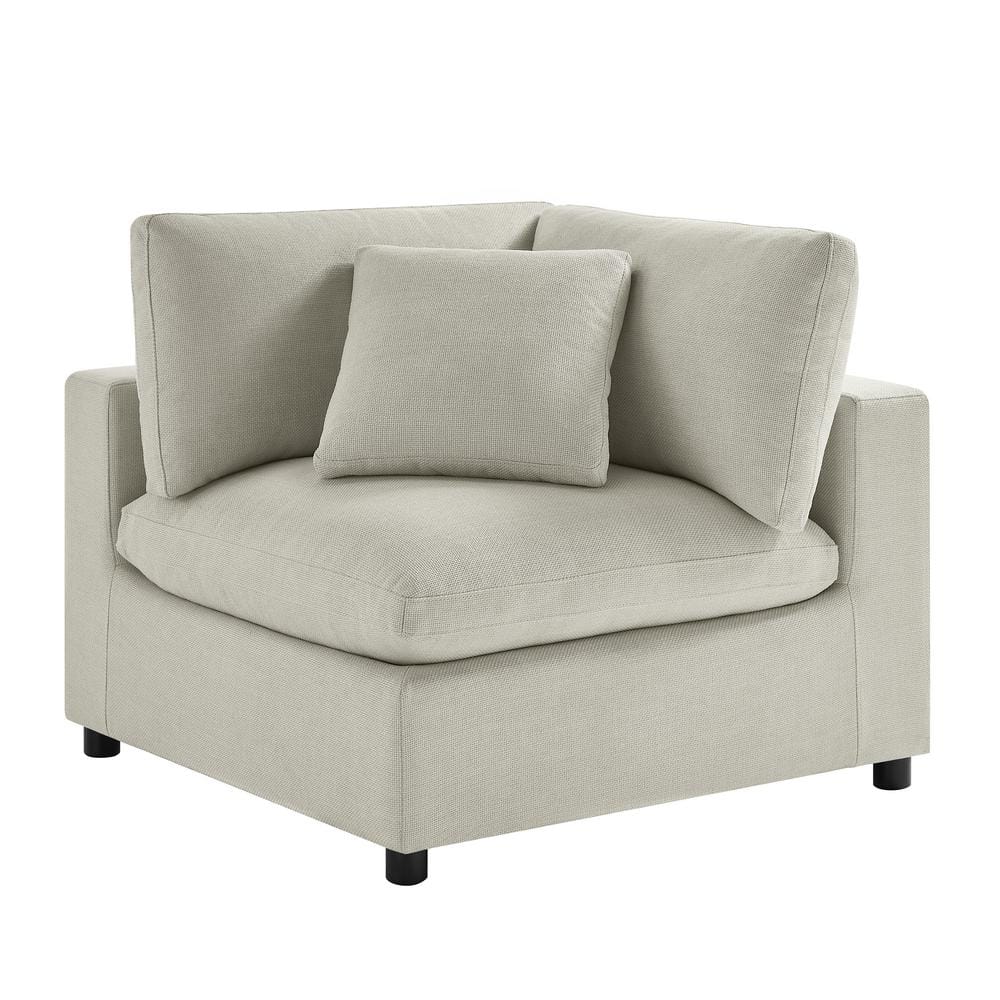 Casella Beige Polyester Fabric Corner Accent Chair