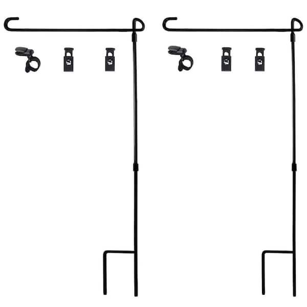 Angel Sar 2.8 ft. Metal Garden Flagpole with Tiger Clip and Spring Stoppers without Flag (2-Piece)