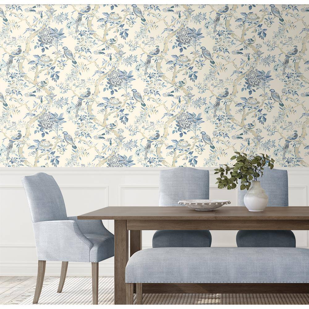 Menara Blue Floral Self-Adhesive Vinyl Wallpaper