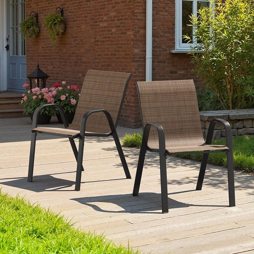 IALTRUISTIC Stackable Metal Outdoor Dining Chairs Patio Chairs
