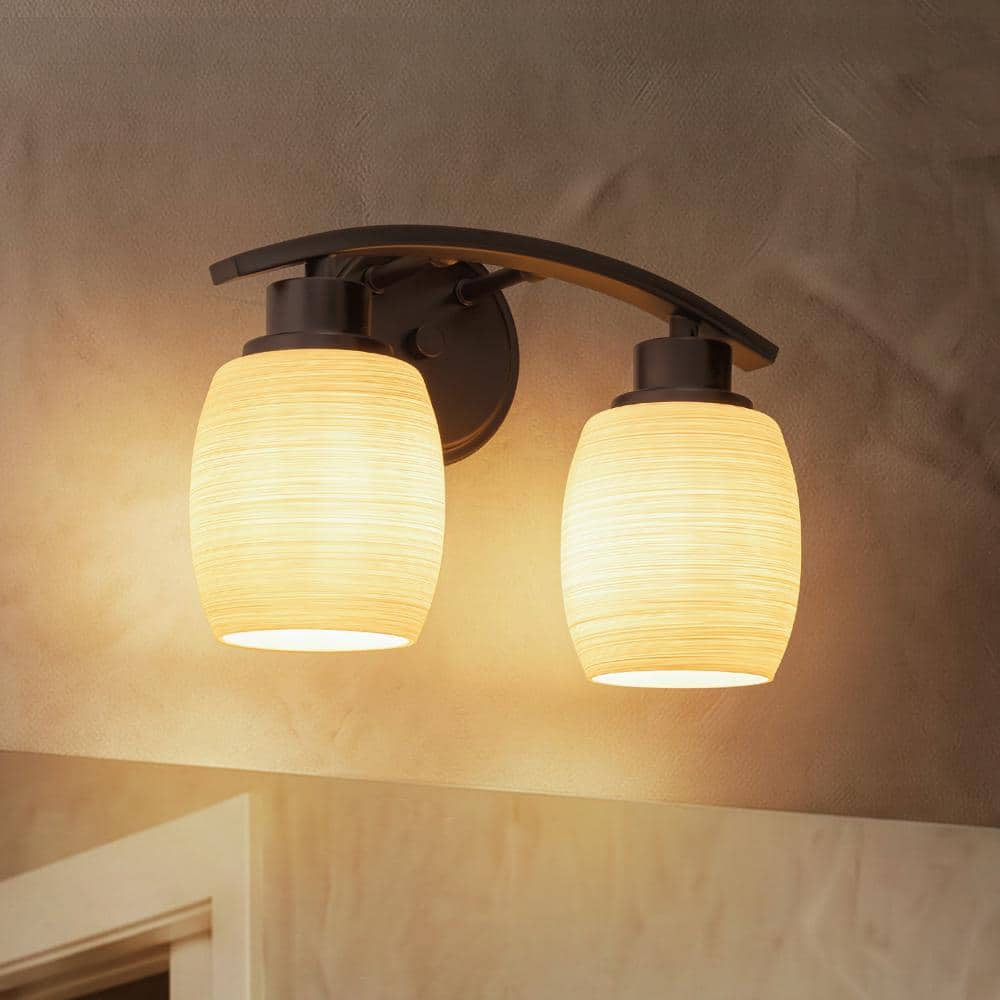 Modern Farmhouse Bathroom Vanity Light Dark Brown Wall Sconce with Textured Opal Glass Shades 12'' Wall Mounted Fixture price history on PriceWatchPro