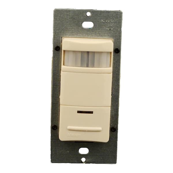 Leviton Decora Commercial Grade Passive Infrared Single-Pole 2100 sq. ft. 180-Degree Occupancy Sensor, Light Almond