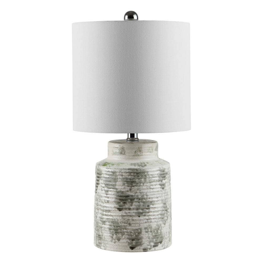 Branko 13'' Modern White Textured Ceramic Arc Table Lamp