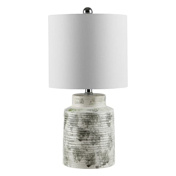 SAFAVIEH Branko 19 in. Gray Table Lamp with White Shade