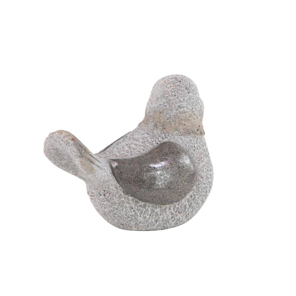 Gray Polystone Indoor Outdoor Bird Sculptures Set of 2