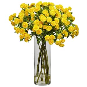 17 in. Artificial H Yellow Japanese Silk Flower Arrangement