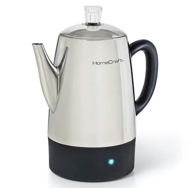 HomeCraft 10-Cup Stainless Steel Percolator with Keep Warm