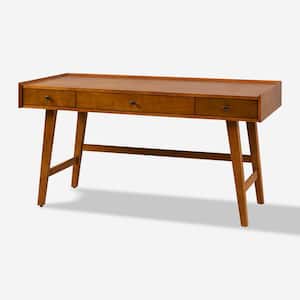 Daphne Acorn 3-Drawers Desk With Built-in Outlets with Tapered Legs