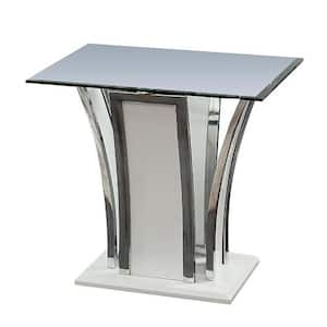 Staten Glossy White/Chrome End Table