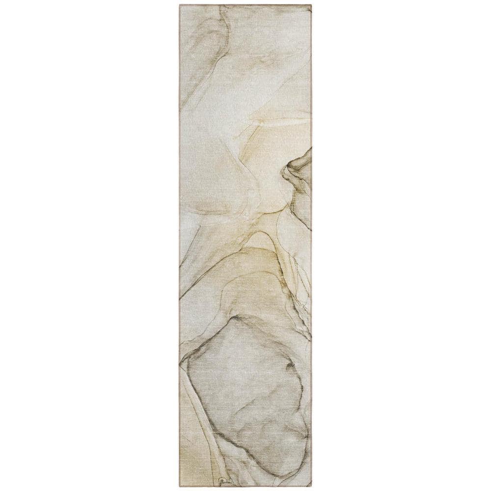 Beige and Gray 2 ft. x 7 ft. Abstract Indoor / Outdoor Area Rug price history on PriceWatchPro