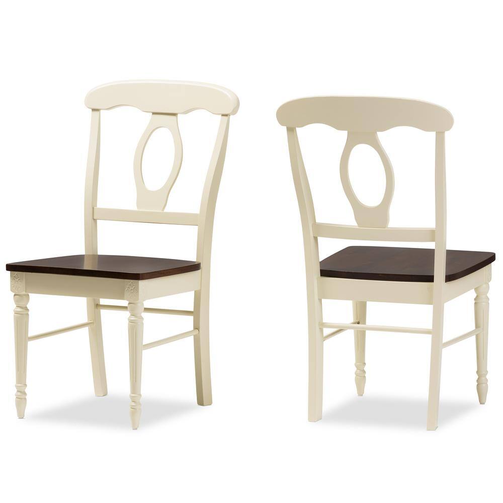 Buttermilk & Cherry Brown Wood Leather Parsons Dining Chair