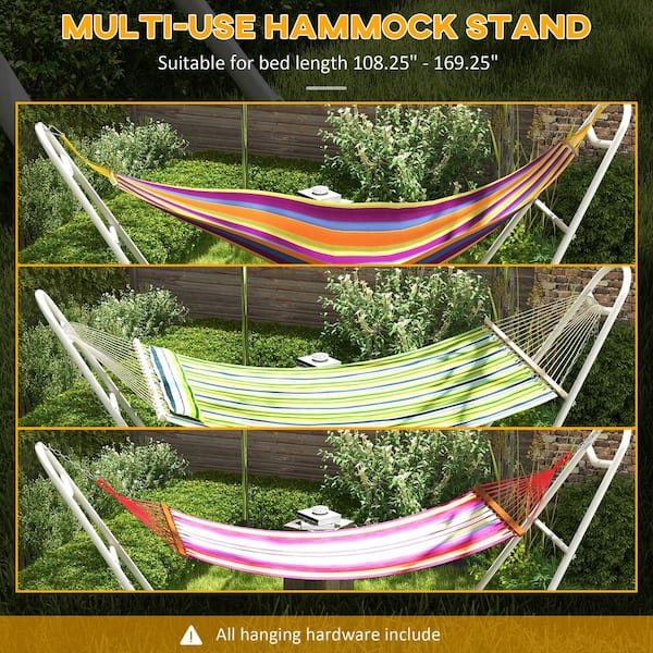 Outsunny 10 ft. Metal Hammock Stand in White