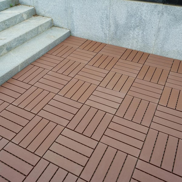 BTMWAY 1 ft. x 1 ft. All-Weather Plastic Square Interlocking Patio