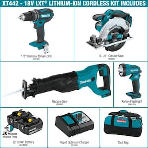 18V LXT 3.0Ah Lithium-Ion Cordless Combo Kit - Hammer Drill/Circular Saw/Reciprocating Saw/Flashlight (4-Piece)