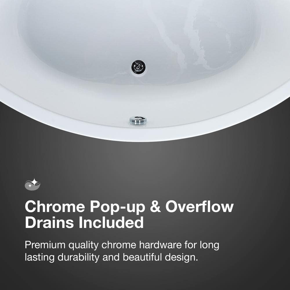 67'' Gloss White Acrylic Freestanding Soaking Bathtub